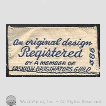 Clothing label : Fashion Originators Guild of America.