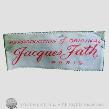Clothing label : Jacques Fath.