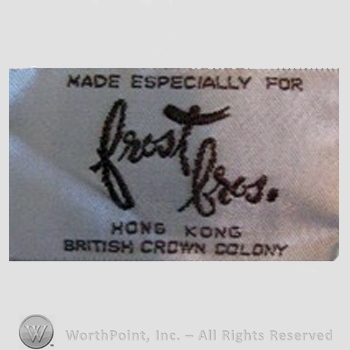 Clothing label : Frost Brothers.