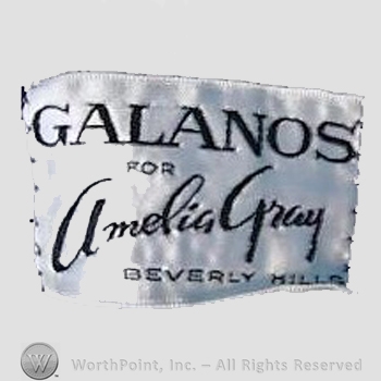 Clothing label : James Galanos.