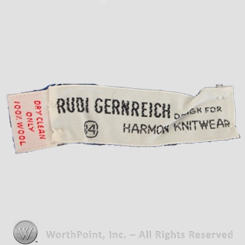 Clothing label : Rudi Gernreich.