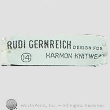 Clothing label : Rudi Gernreich.