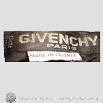 Clothing label : Hubert de Givenchy.
