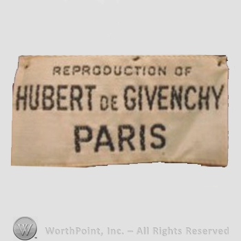 Clothing label : Hubert de Givenchy.