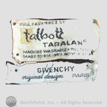 Clothing label : Hubert de Givenchy.