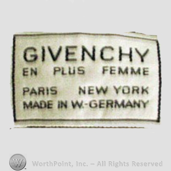 Clothing label : Hubert de Givenchy.
