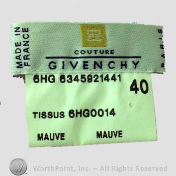 Clothing label : Hubert de Givenchy.