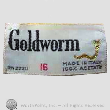 Clothing label : Goldworm.