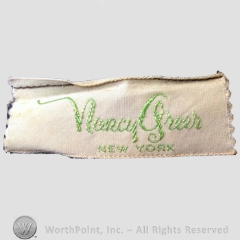 Clothing label : Nancy Greer.