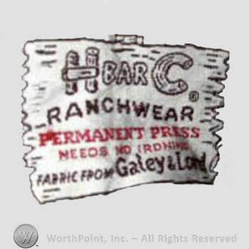 Clothing label : H Bar C.