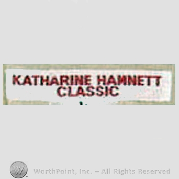 Clothing label : Katherine Hammett.