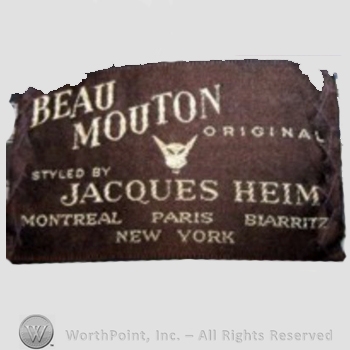 Clothing label : Jacques Heim.