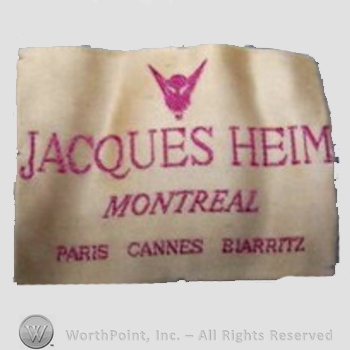 Clothing label : Jacques Heim.