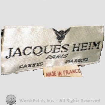 Clothing label : Jacques Heim.