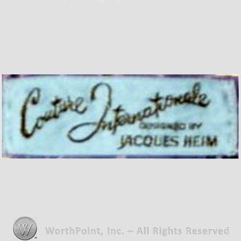 Clothing label : Jacques Heim.