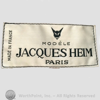 Clothing label : Jacques Heim.