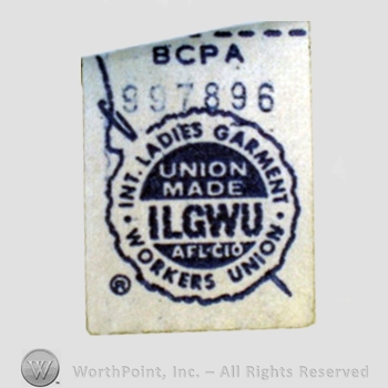 Clothing label : ILGWU.