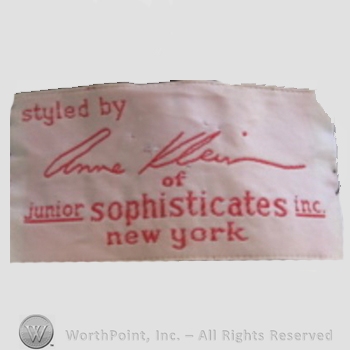 Clothing label : Junior Sophisticates.