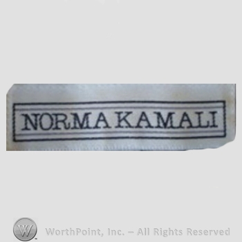 Clothing label : Norma Kamali.