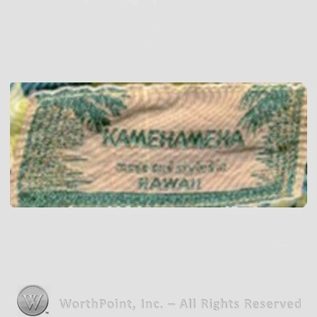 Clothing label : The Kamehameha Garment Company.