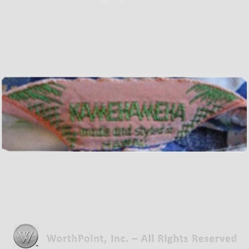 Clothing label : The Kamehameha Garment Company.