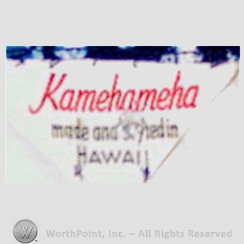 Clothing label : The Kamehameha Garment Company.