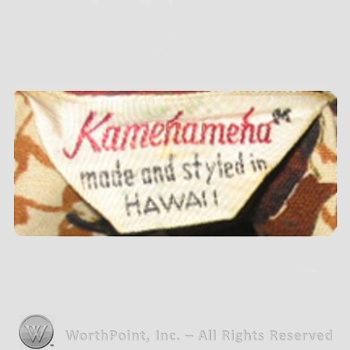 Clothing label : The Kamehameha Garment Company.