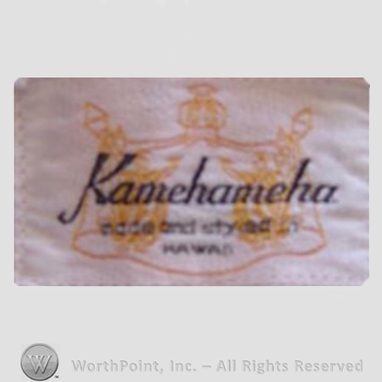 Clothing label : The Kamehameha Garment Company.