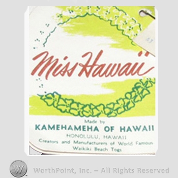 Clothing label : The Kamehameha Garment Company.
