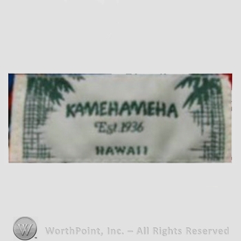 Clothing label : The Kamehameha Garment Company.