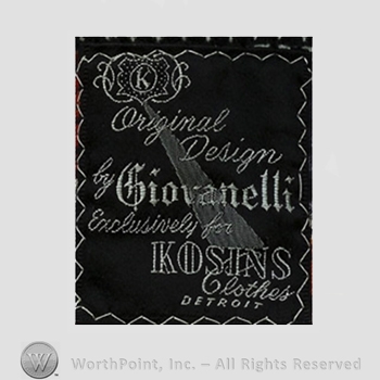 Clothing label : Kosins.