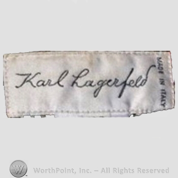 Clothing label : Karl Lagerfeld.