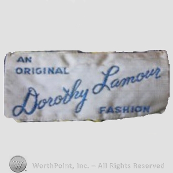 Clothing label : Dorothy Lamour.