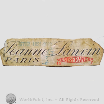 Clothing label : Jeanne Lanvin.