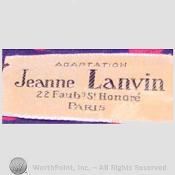 Clothing label : Jeanne Lanvin.