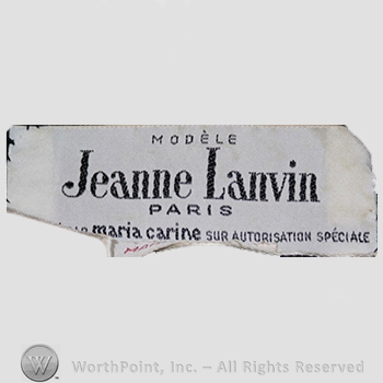 Clothing label : Jeanne Lanvin.