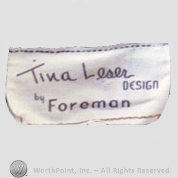 Clothing label : Tina Leser.