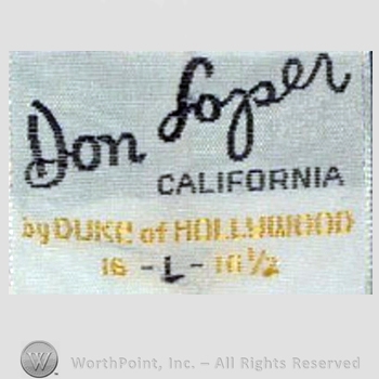 Clothing label : Don Loper.