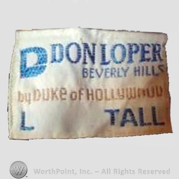 Clothing label : Don Loper.