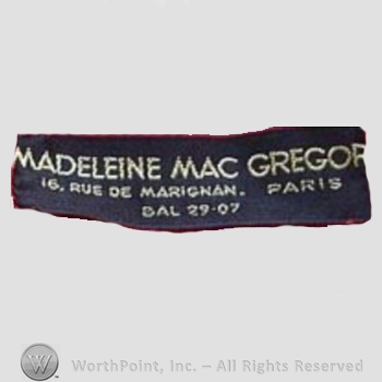 Clothing label : Madeleine Mac Gregor.