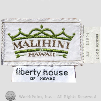 Clothing label : Malihini.