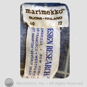 Clothing label : Marimekko.
