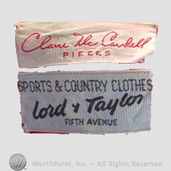 Clothing label : Claire McCardell.