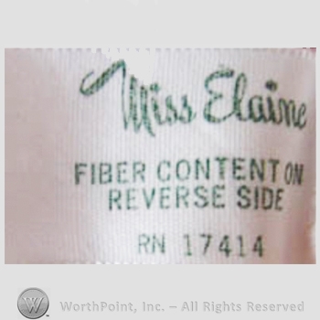 Clothing label : Miss Elaine.