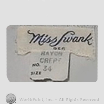 Clothing label : Miss Swank.