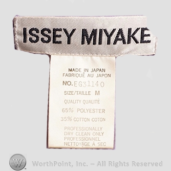 Clothing label : Issey Miyake.