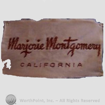 Clothing label : Marjorie Montgomery.