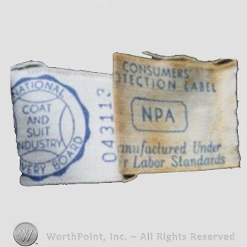 Clothing label : National Recovery Board.
