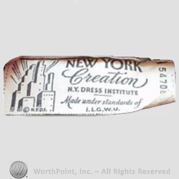 Clothing label : New York Creation.