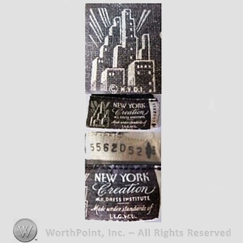 Clothing label : New York Creation.